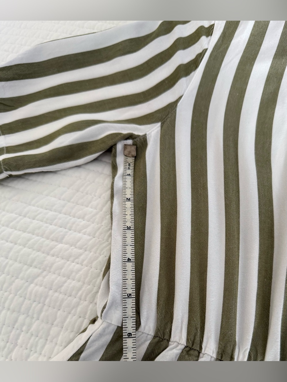 T Tahari Olive and White Stripped Belted Shirtdress - Picture 10 of 12